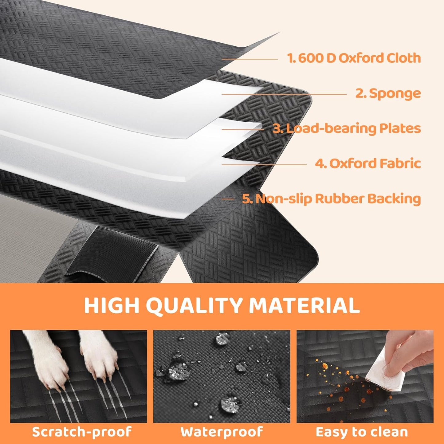 Dog Car Seat Cover with Hard Bottom – Back Seat Extender & Hammock