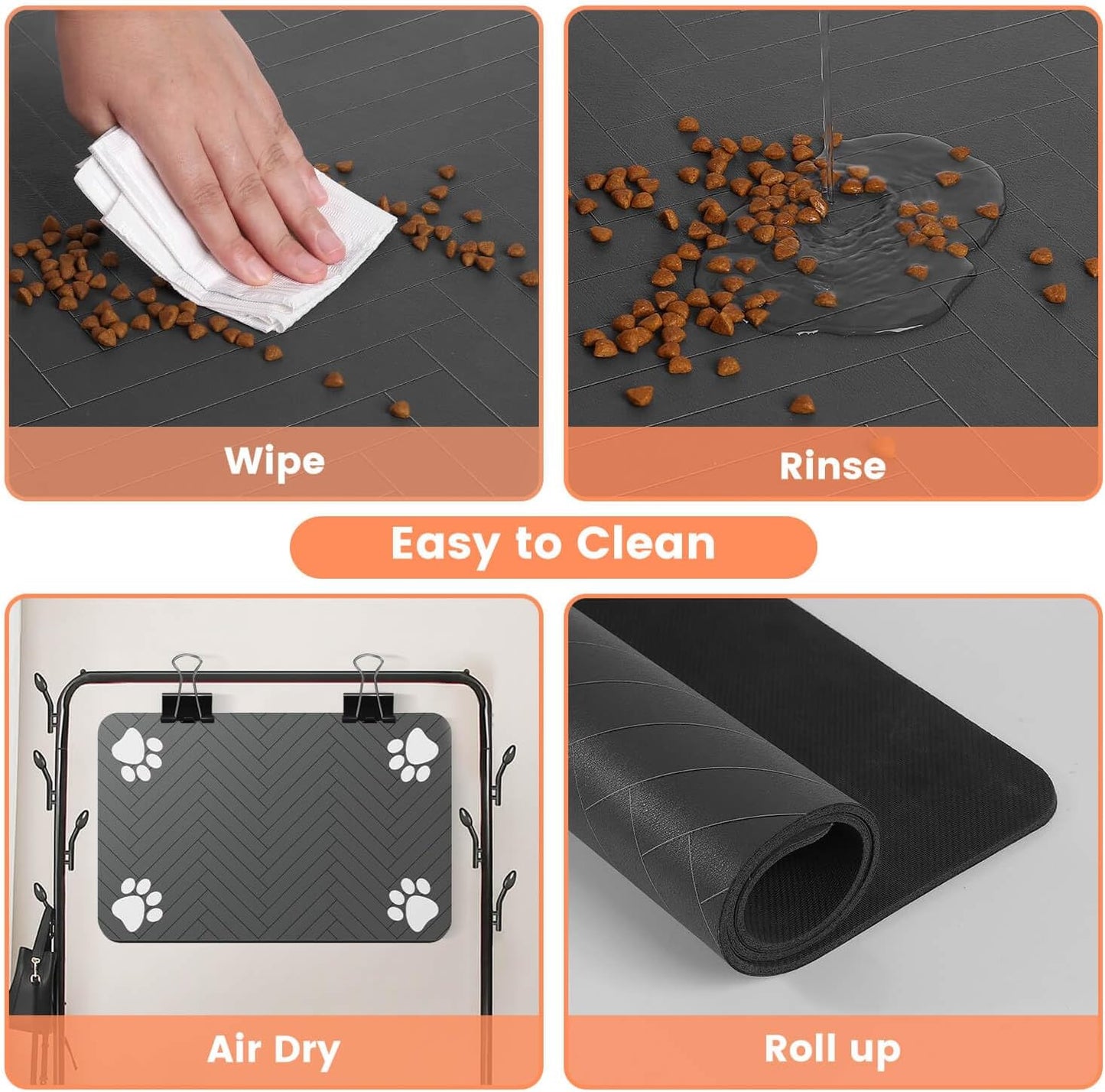 Absorbent Pet Feeding Mat – Waterproof Bowl Placemat for Dogs & Cats 12"x20"