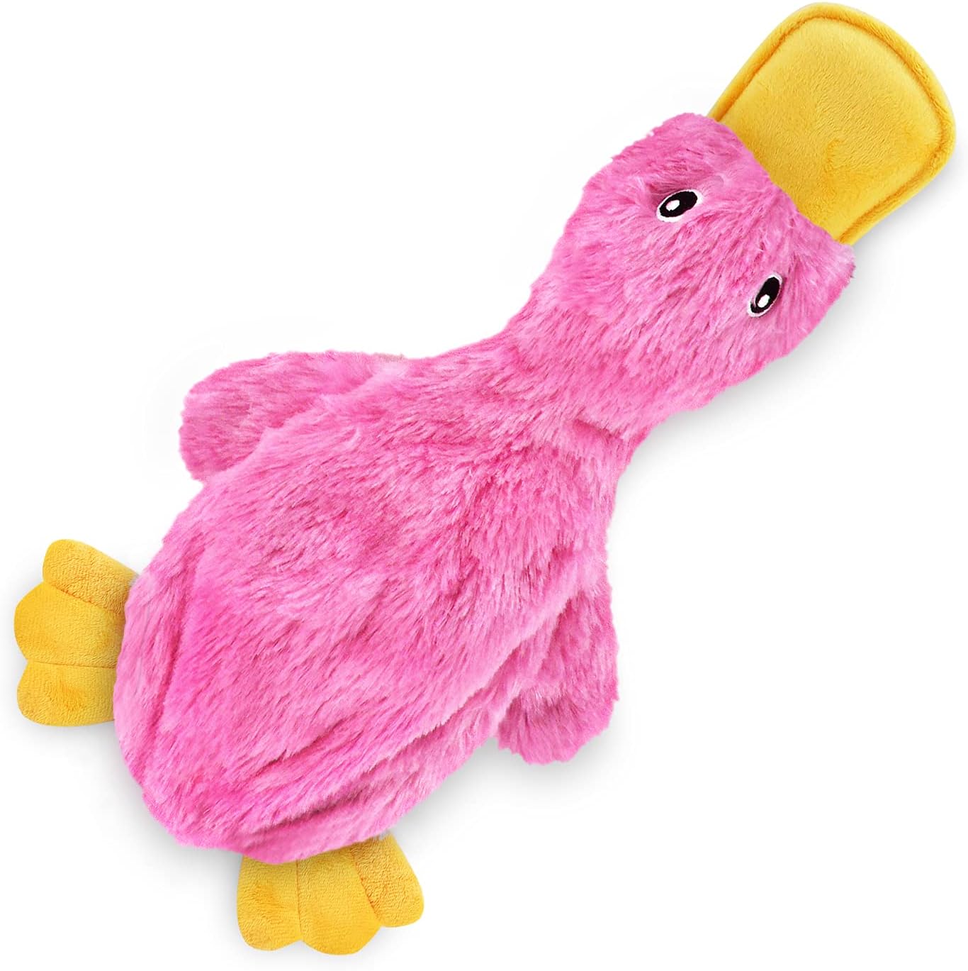 Best Pet Supplies No-Stuffing Crinkle Duck Dog Toy with Squeaker, Pink