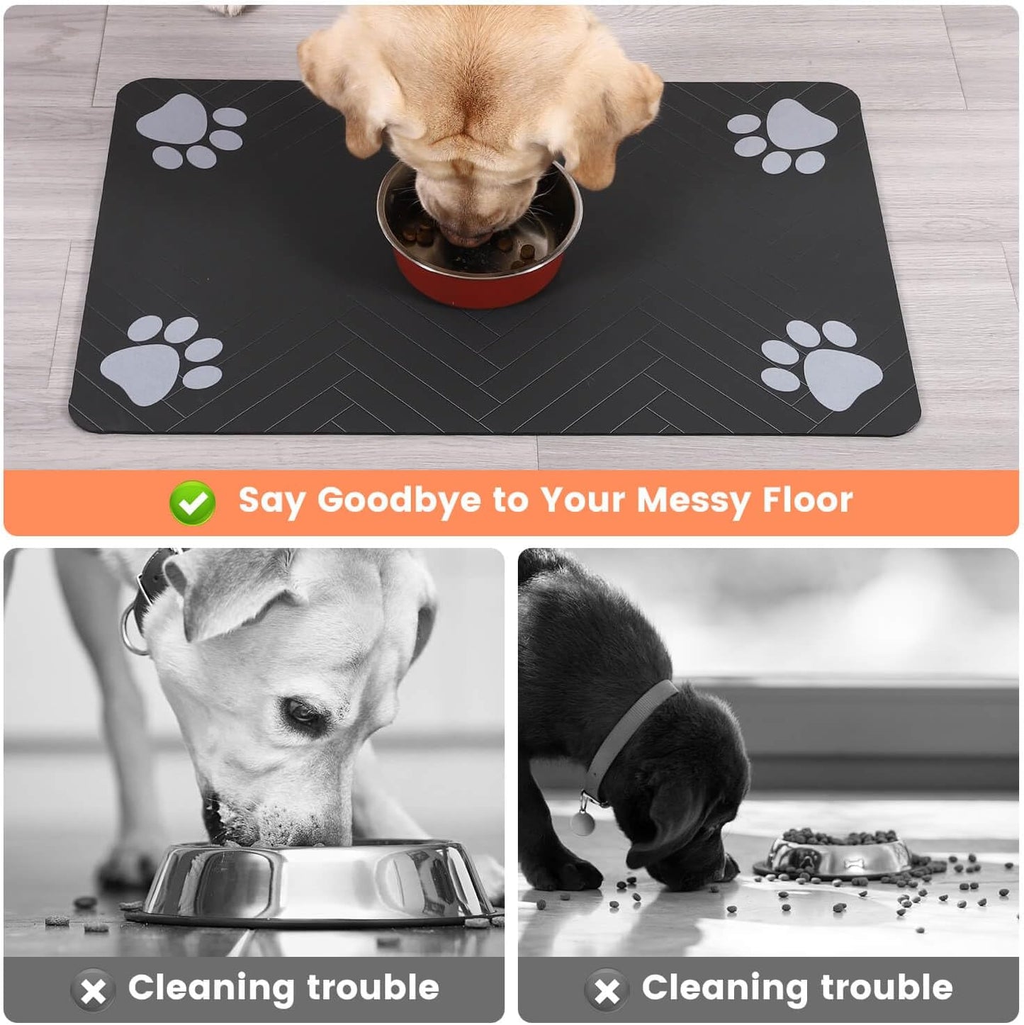 Absorbent Pet Feeding Mat – Waterproof Bowl Placemat for Dogs & Cats 12"x20"