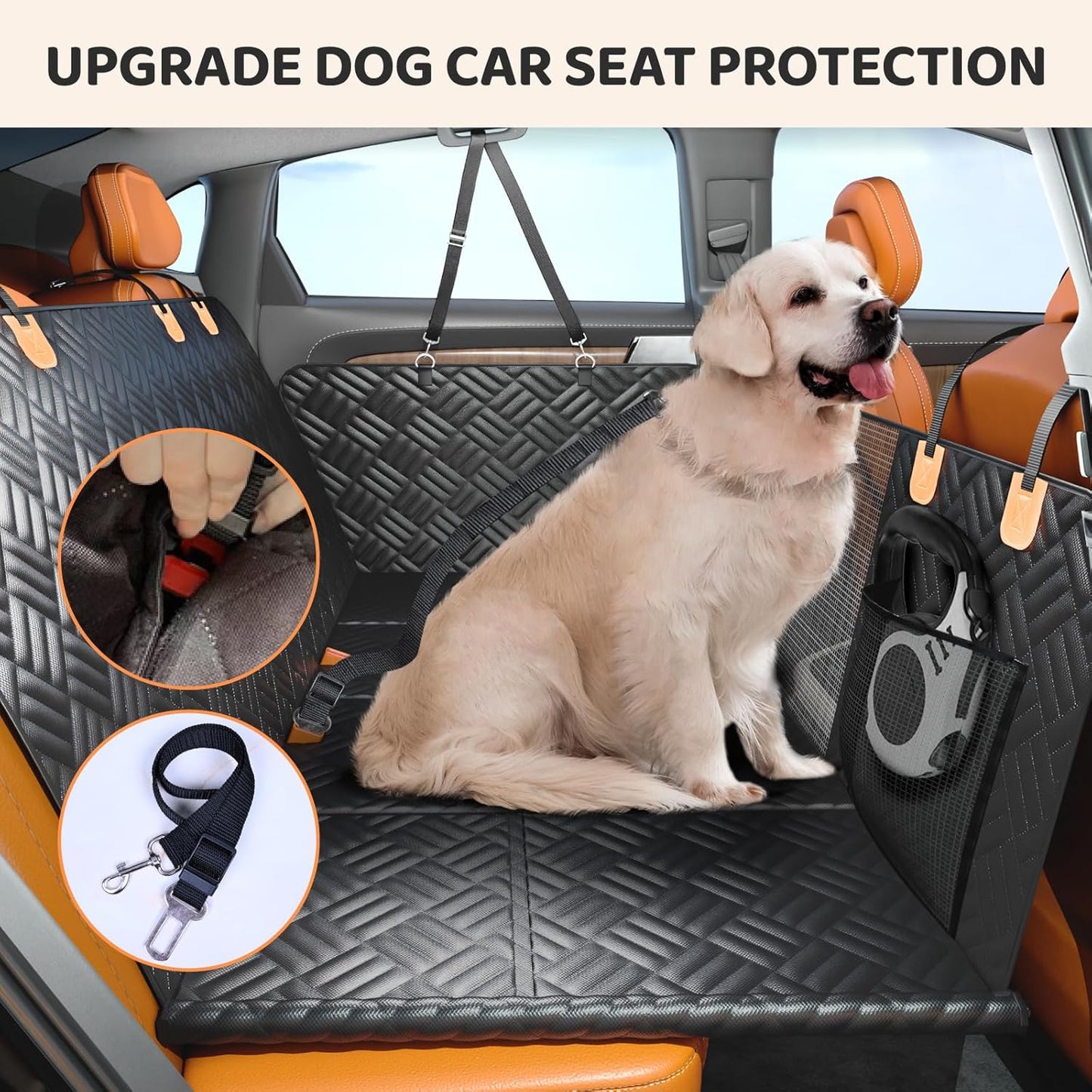 Dog Car Seat Cover with Hard Bottom – Back Seat Extender & Hammock
