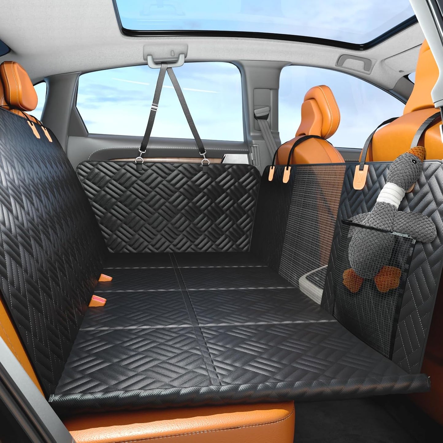Dog Car Seat Cover with Hard Bottom – Back Seat Extender & Hammock