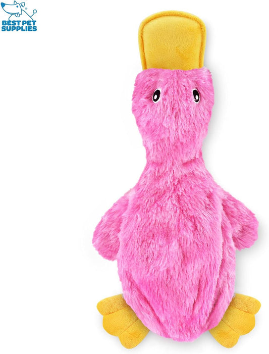 Best Pet Supplies No-Stuffing Crinkle Duck Dog Toy with Squeaker, Pink