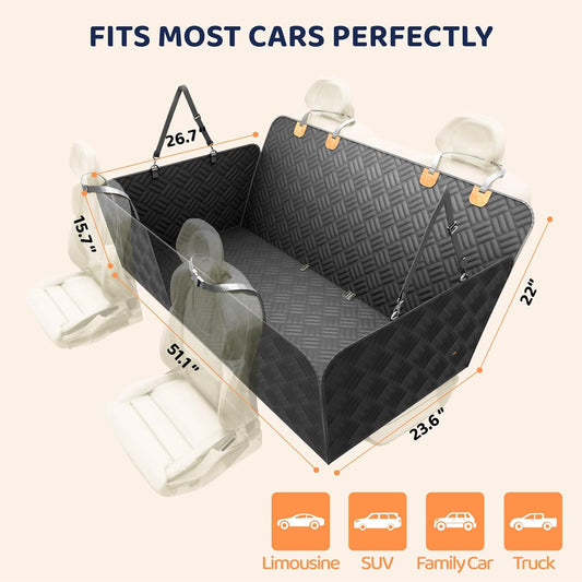 Dog Car Seat Cover with Hard Bottom – Back Seat Extender & Hammock
